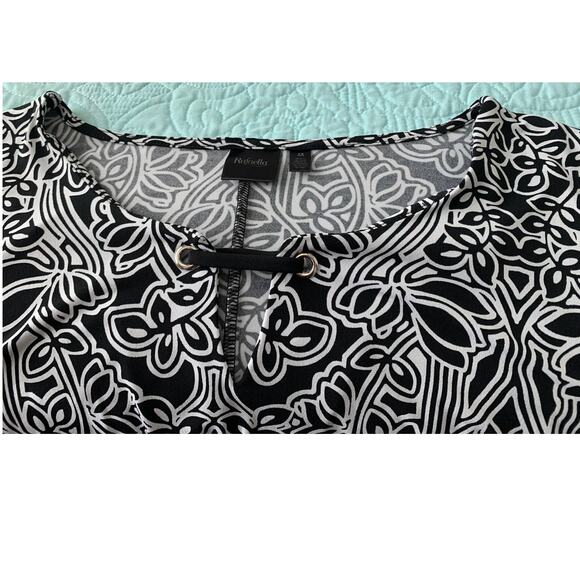 RAFAELLA COLD SHOULDER BLOUSE WOMENS, 3X, BLACK WHITE GEOMETRIC, ROUND NECK NWOT - Picture 9 of 12
